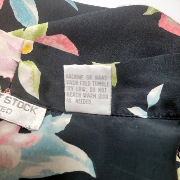 Robert Stock 100% Silk Black Floral Kimono Robe Size Medium - Picture 8 of 8